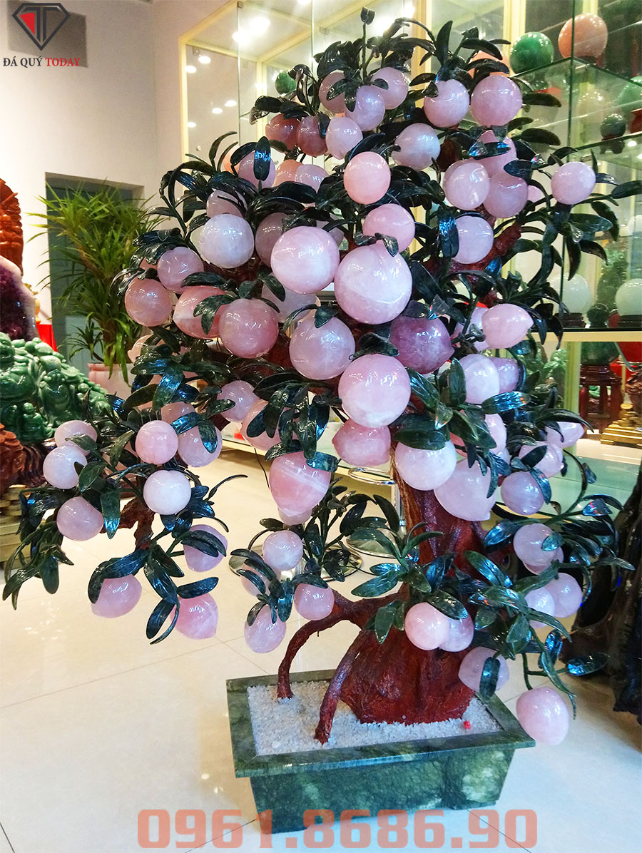 Cây đào đá thạch anh hồng 88 quả