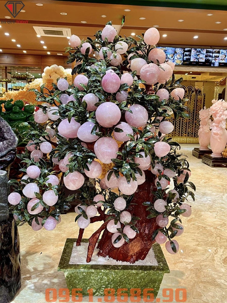 Cây đào đá thạch anh hồng 108 quả
