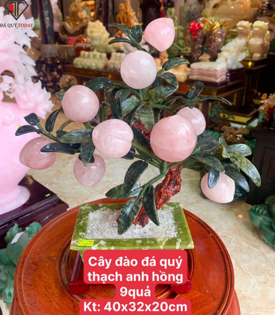 Cây đào đá thạch anh hồng 9 quả